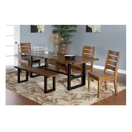 6-Piece Live Edge Table Set with Bench